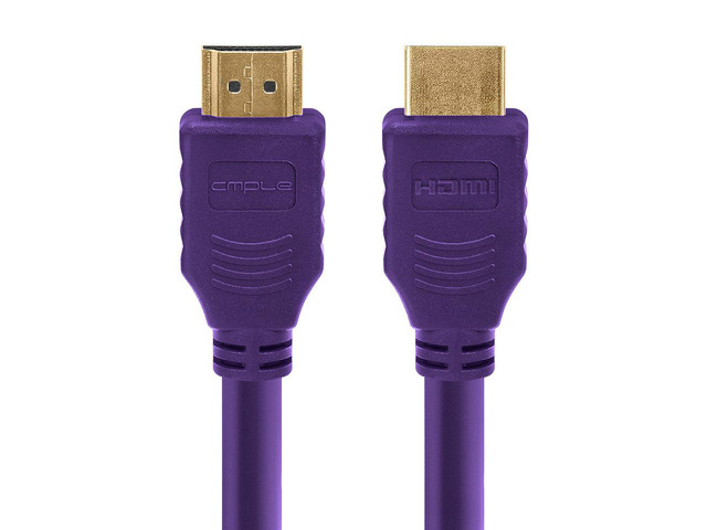 Cmple - HDMI Cable 3FT High Speed HDTV Ultra-HD (UHD) 3D, 4K @60Hz, 18Gbps 28AWG HDMI Cord Audio Return 3 Feet Purple