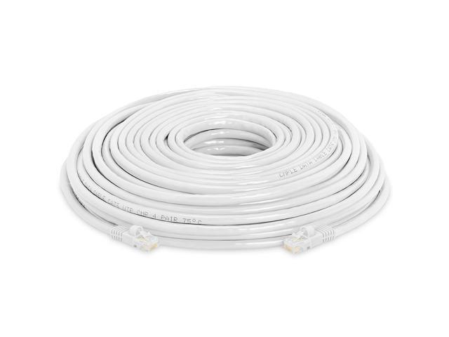 Cmple Cat5e Network Ethernet Cable - Computer LAN Cable 1Gbps - 350 MHz, Gold Plated RJ45 Connectors - 100 Feet White