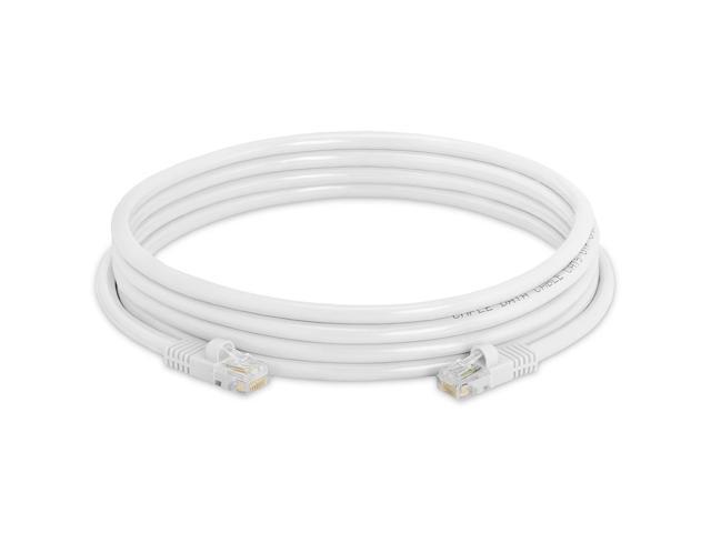 Cmple - [5 PACK] 10 Feet Cat5e Cable, Ethernet Patch Cord, White Cat5 Wire for Fast Internet, RJ45 Connectors, LAN Network Internet Cord, Modem...