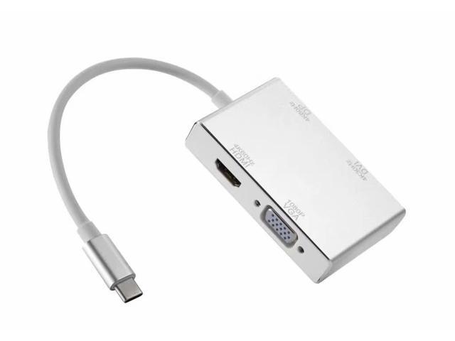Type-C to HDMI + VGA + DVI + DP Video HUB for Dual Display, 4 in 1 USB-C HUB, Thunderbolt 3 Compatible, Support 4K UHD Video Output for New.