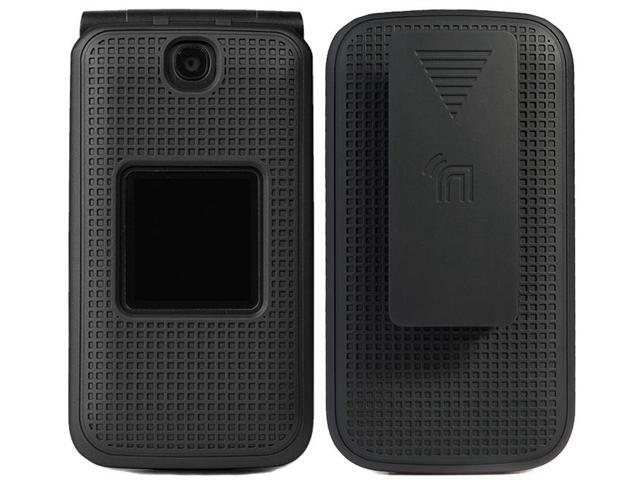 Black Case Cover and Belt Clip for Alcatel Go Flip V, MyFlip, QuickFlip, Flip-2