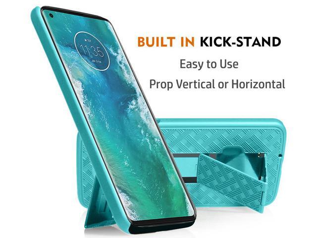 Teal Mint Case Kickstand Cover + Belt Clip Holster Combo for Motorola Edge Plus