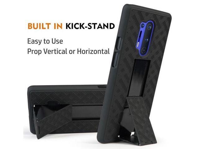 Black Case Kickstand Cover and Belt Clip Holster Holder Combo for OnePlus 8 Pro
