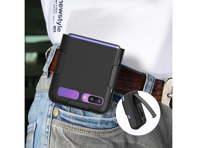 Black Case Cover and Belt Clip Holster Combo for Samsung Galaxy Z Flip 5G Phone