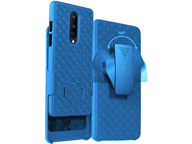 Cobalt Blue Hard Case Cover Kickstand and Belt Clip Holster for OnePlus 8 Phone