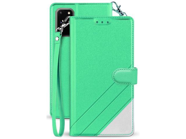 Mint Wallet Case Credit Card Slot Cover Lanyard Strap for Samsung Galaxy Note 20