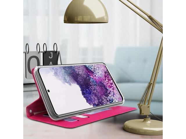 Pink Wallet Case Stand Card Slot Cover Wrist Strap for Samsung Galaxy Note 20
