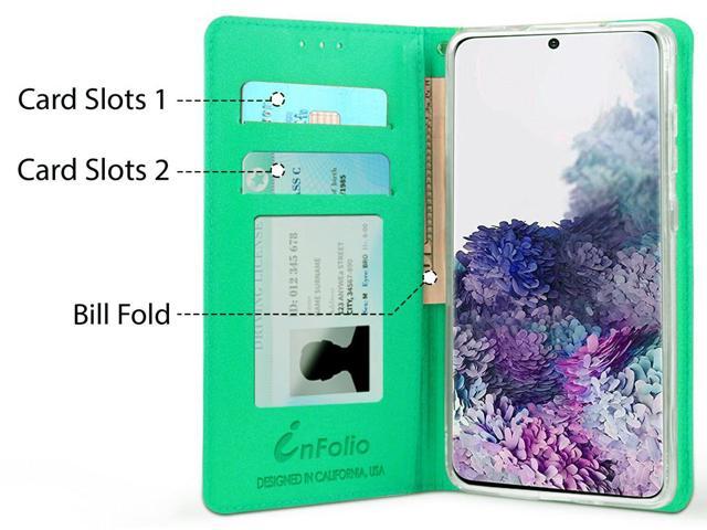 Mint Wallet Case Credit Card Slot Cover Lanyard Strap for Samsung Galaxy Note 20