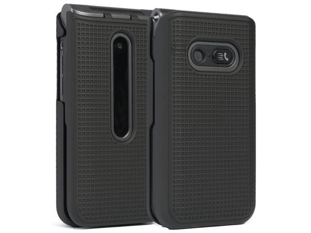 Black Grid Case Slim Cover Hard Shell for LG Wine 2 LTE Flip Phone (LM-Y120)