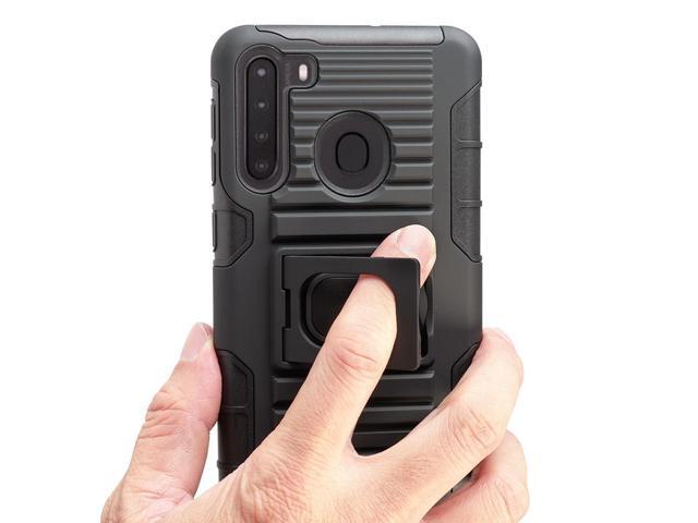 Black Rugged Case Cover Belt Clip and Magnetic Car Mount for Samsung Galaxy A21