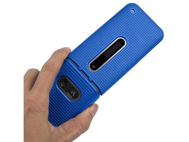 Cobalt Blue Grid Case Hard Shell Cover for LG Wine 2 LTE Flip Phone (LM-Y120)