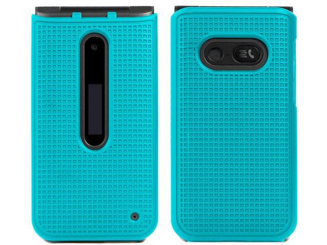 Teal Mint Cyan Grid Case Hard Shell Cover for LG Classic Flip Phone (L125DL)