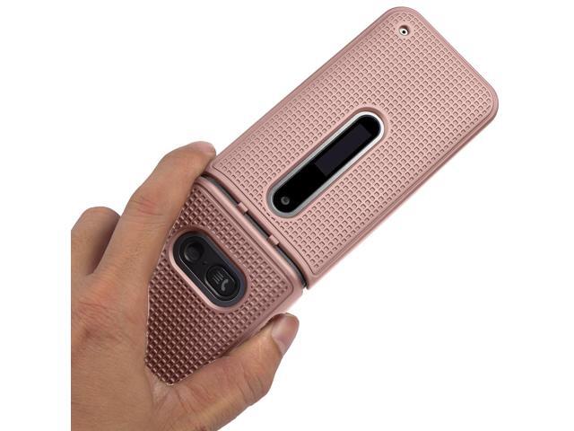 Rose Gold Pink Grid Case Hard Shell Cover for LG Classic Flip Phone (L125DL)