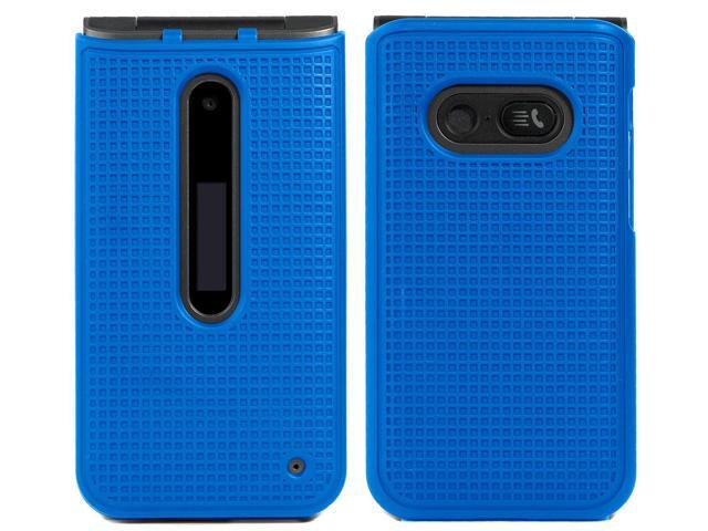 Cobalt Blue Grid Case Hard Shell Cover for LG Wine 2 LTE Flip Phone (LM-Y120)
