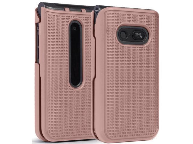 Rose Gold Pink Grid Case Hard Shell Cover for LG Classic Flip Phone (L125DL)