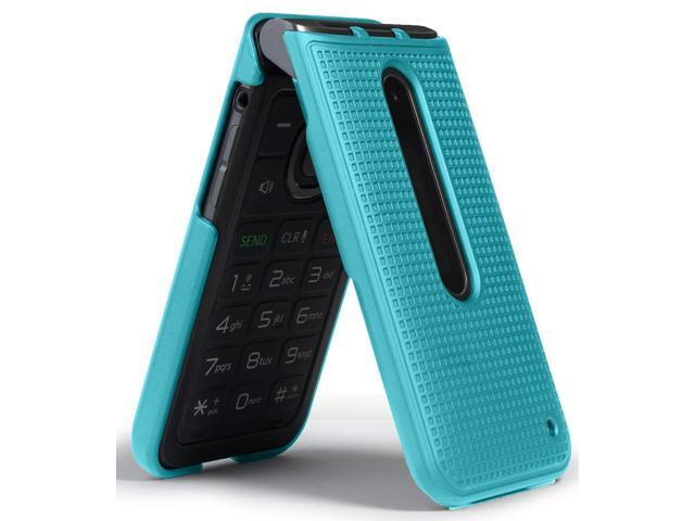Teal Mint Cyan Grid Case Hard Shell Cover for LG Classic Flip Phone (L125DL)