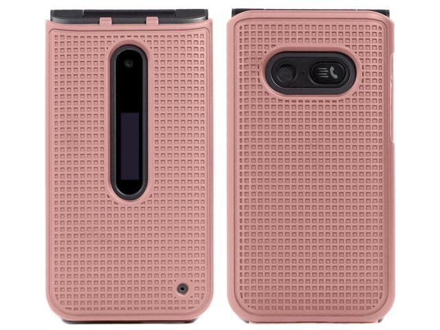 Rose Gold Pink Grid Case Hard Shell Cover for LG Classic Flip Phone (L125DL)