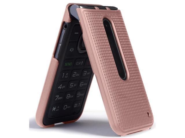 Rose Gold Pink Grid Case Hard Shell Cover for LG Classic Flip Phone (L125DL)