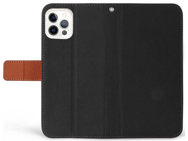 Black/Brown Wallet Case Card ID Slot Cover Wrist Strap for iPhone 12 Pro Max