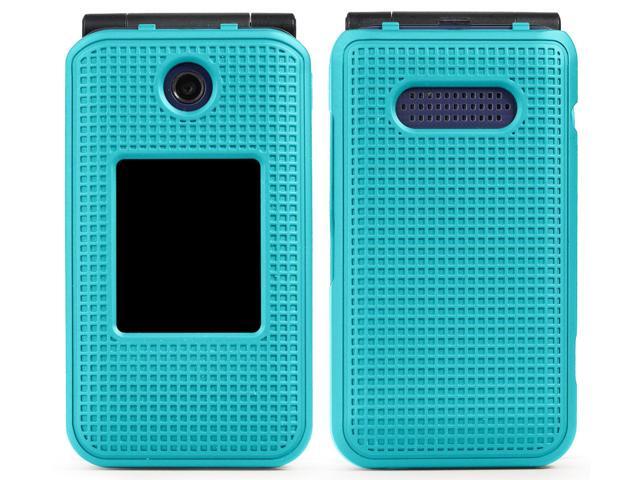 Teal Mint Cyan Grid Case Cover for Cricket Debut Flip, Cingular Flip 4 Phone