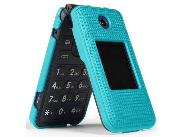 Teal Mint Cyan Grid Case Cover for Cricket Debut Flip, Cingular Flip 4 Phone