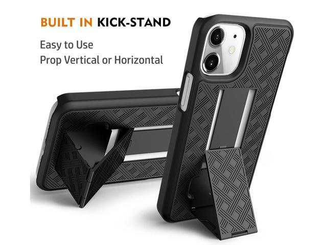 Black Case Kickstand Cover + Belt Clip Holster Holder for Apple iPhone 12 Mini