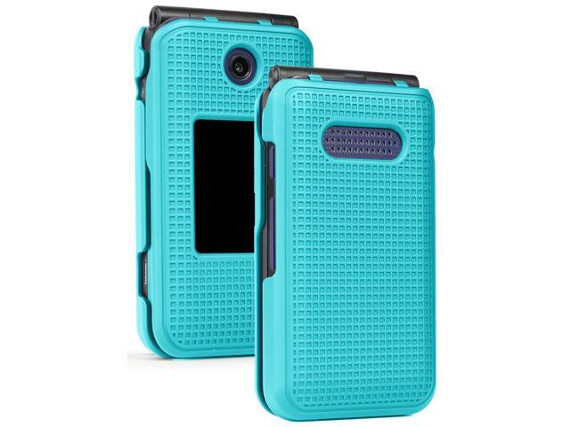 Teal Mint Cyan Grid Case Cover for Cricket Debut Flip, Cingular Flip 4 Phone
