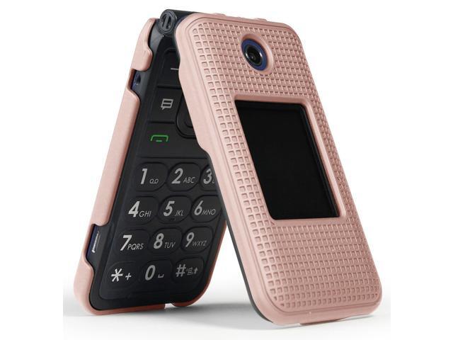 Rose Gold Pink Grid Case Cover for Cricket Debut Flip, Cingular Flip 4 Phone