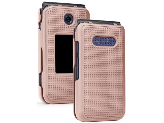 Rose Gold Pink Grid Case Cover for Cricket Debut Flip, Cingular Flip 4 Phone