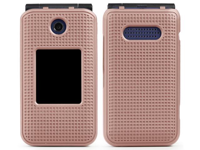 Rose Gold Pink Grid Case Cover for Cricket Debut Flip, Cingular Flip 4 Phone