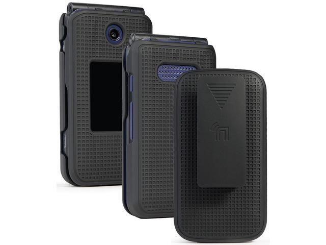 Black Case Cover and Belt Clip for Cricket Debut Flip, Cingular Flip 4 Phone