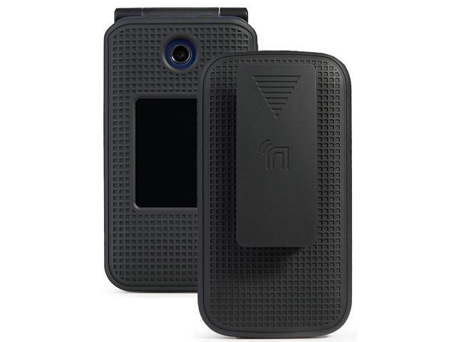 Black Case Cover and Belt Clip for Cricket Debut Flip, Cingular Flip 4 Phone