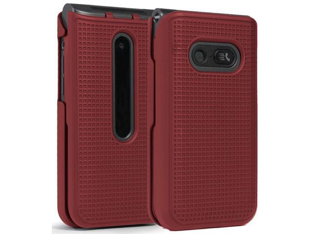 Red Grid Case Slim Hard Shell Cover for LG Wine 2 LTE Flip Phone (LM-Y120)