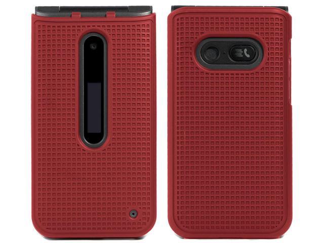 Red Grid Case Slim Hard Shell Cover for LG Wine 2 LTE Flip Phone (LM-Y120)