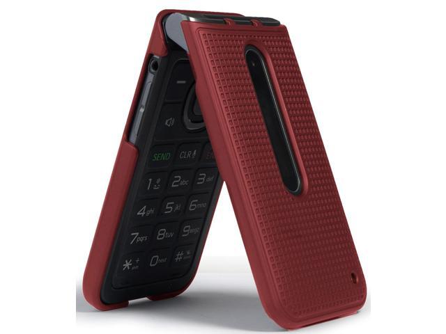 Red Grid Case Slim Hard Shell Cover for LG Wine 2 LTE Flip Phone (LM-Y120)