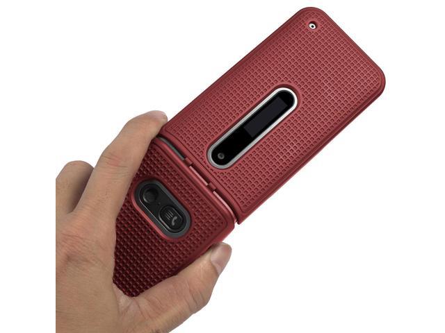 Red Grid Case Slim Hard Shell Cover for LG Wine 2 LTE Flip Phone (LM-Y120)