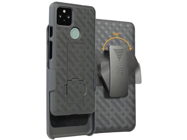 Black Case Kickstand Cover + Belt Clip Holster Holder for Google Pixel 4a 5G