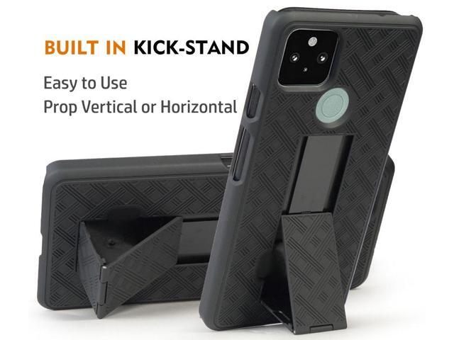 Black Case Kickstand Cover + Belt Clip Holster Holder for Google Pixel 4a 5G