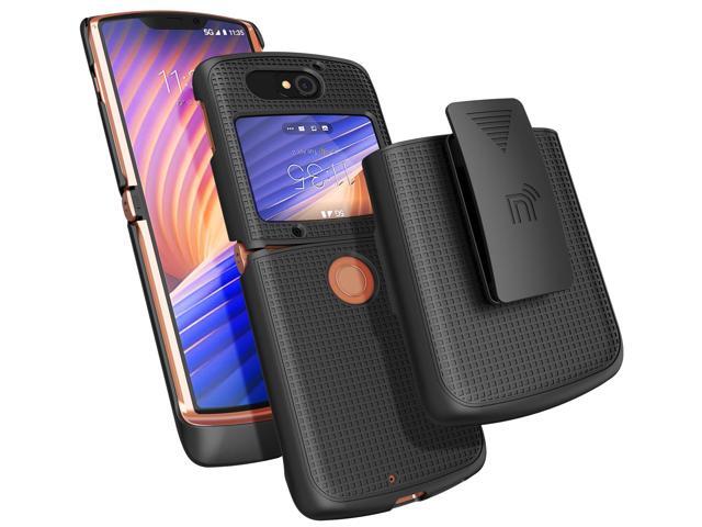 Black Hard Case Cover + Belt Clip Holster for Motorola RAZR 5G Flip Phone (2020)