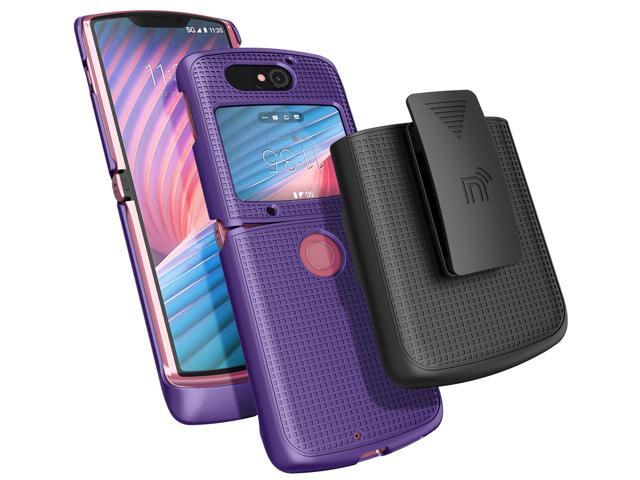 Purple Case Cover and Belt Clip Holster for Motorola RAZR 5G Flip Phone (2020)