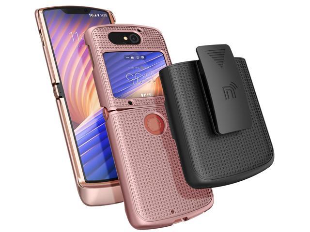 Rose Gold Pink Case Cover and Belt Clip for Motorola RAZR 5G Flip Phone (2020)