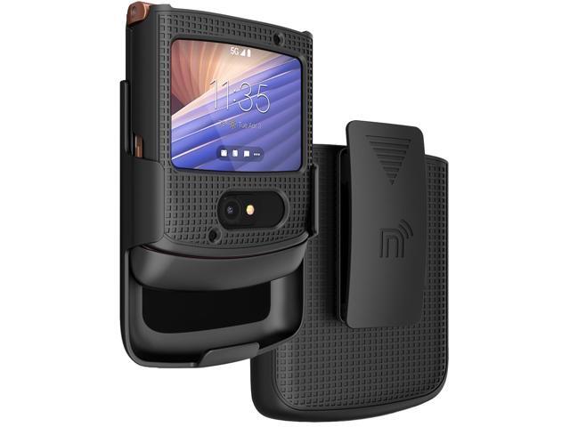 Black Hard Case Cover + Belt Clip Holster for Motorola RAZR 5G Flip Phone (2020)
