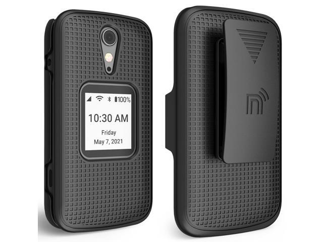 Black Hard Case Cover and Belt Clip Holster for Lively Jitterbug Flip 2 Phone