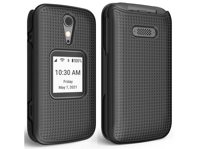 Black Grid Protector Case Hard Shell Cover for Lively Jitterbug Flip 2 Phone