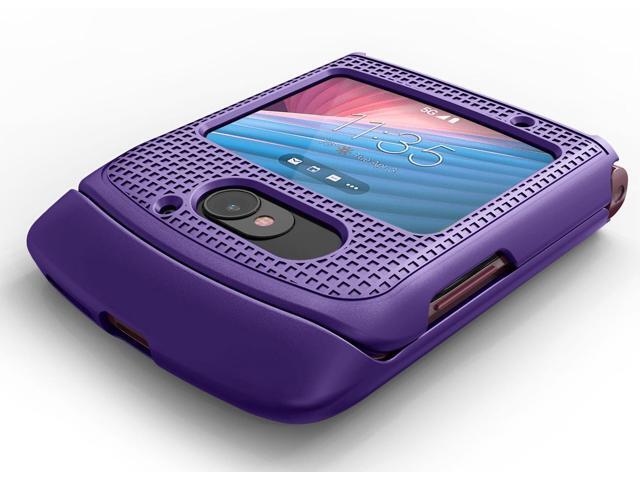 Purple Grid Case Cover Slim Hard Shell for Motorola RAZR 5G Flip Phone (2020)