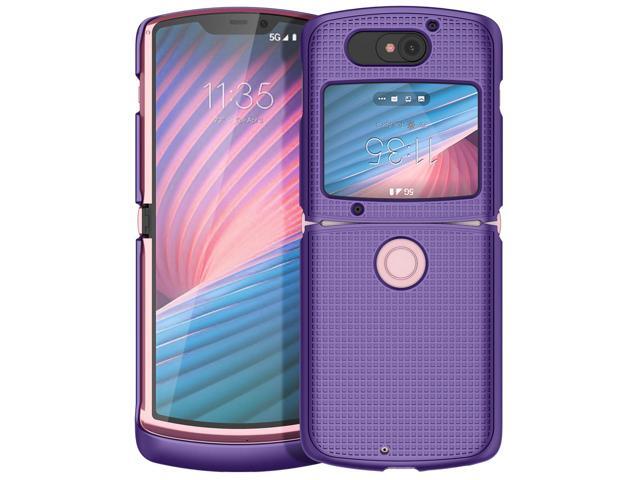Purple Grid Case Cover Slim Hard Shell for Motorola RAZR 5G Flip Phone (2020)