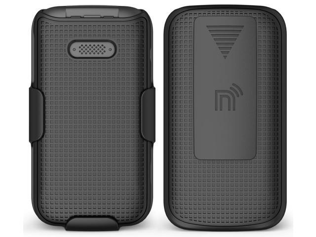 Black Hard Case Cover and Belt Clip Holster for Lively Jitterbug Flip 2 Phone