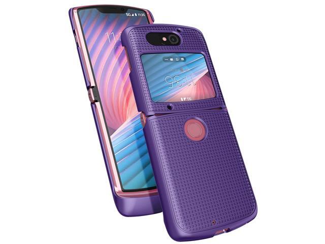 Purple Grid Case Cover Slim Hard Shell for Motorola RAZR 5G Flip Phone (2020)
