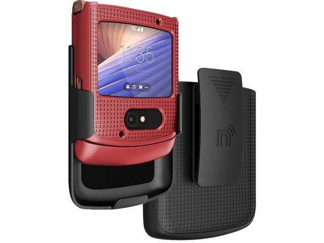 Red Hard Case Cover and Belt Clip Holster for Motorola RAZR 5G Flip Phone (2020)
