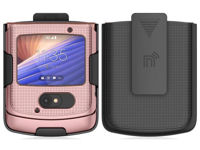 Rose Gold Pink Case Cover and Belt Clip for Motorola RAZR 5G Flip Phone (2020)